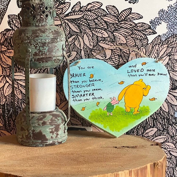 Winnie The Pooh Hand Painted Acrylic on Wood Inspired Quote Art - Picture 2 of 8